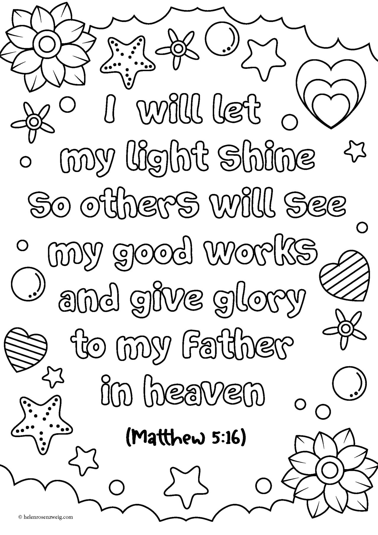Matthew 5:16 Let My Light Shine | Free Bible Verse Colouring Sheets