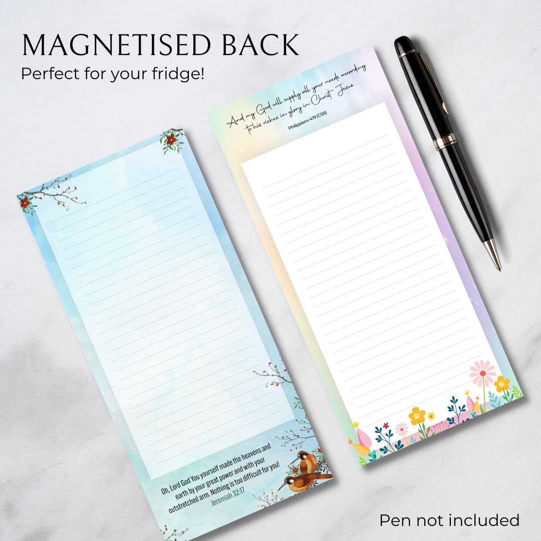 Magnetised Shopping List Notepad with Bible Verses