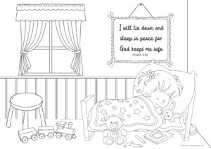 Psalm 4:8 Bible Colouring Sheet